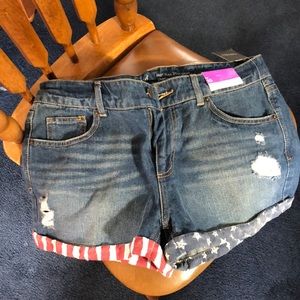NWT MOSSIMO PATRIOTIC HIGH WAISTED JEAN SHORTS